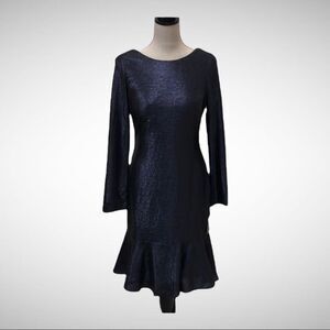 R&M Richards Navy Shimmer Drape Back Dress, 10